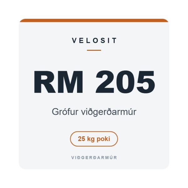 Velosit RM 205, grófur viðgerðarmúr, 25 kg poki