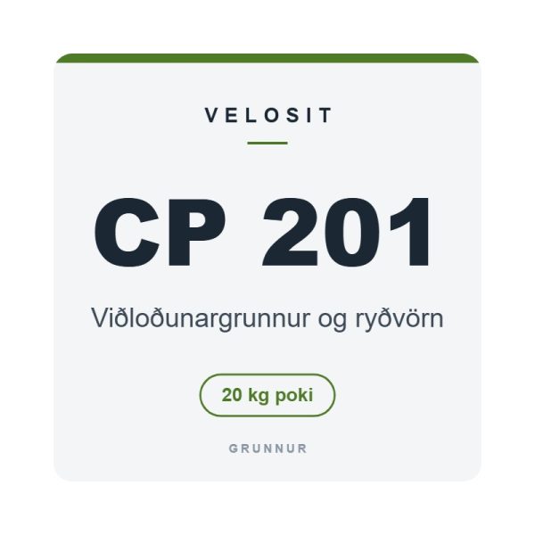 Velosit CP 201 – Viðloðunargrunnur og ryðvörn Velosit CP 201, viðloðunargrunnur og ryðvörn, 20 kg poki