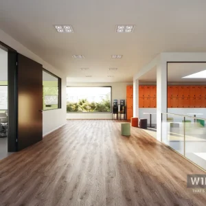 Wineo Purline 1500 dúkur, Durban Oak Brown og Steel Grey á gangi